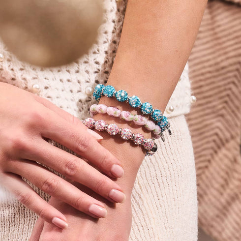 Rosa Rosen | 925 Sterling Silber | Firefly Glasgarten Armband